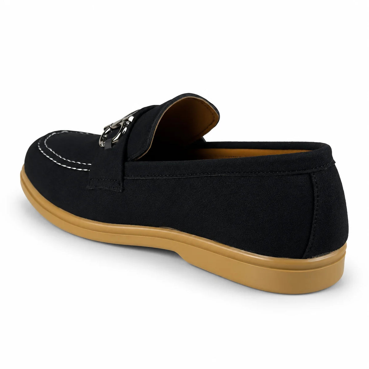 SUEDE MEDICATED BUCKLE LOAFER - BLACK