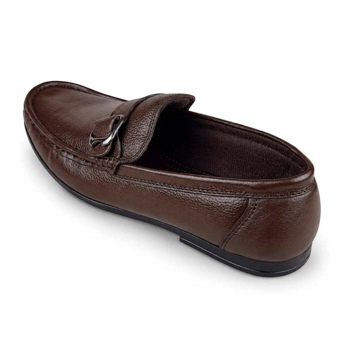 LEATHER MOCCASIN SIDE-BUCKLE - BROWN