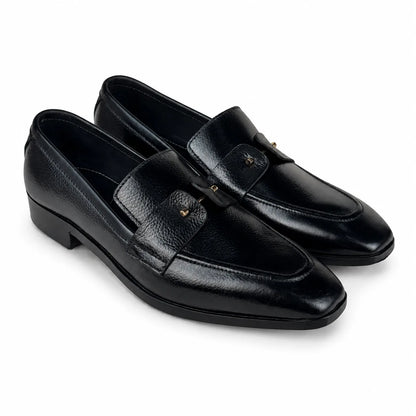 ITALIAN TOE LEATHER LOAFER - BLACK