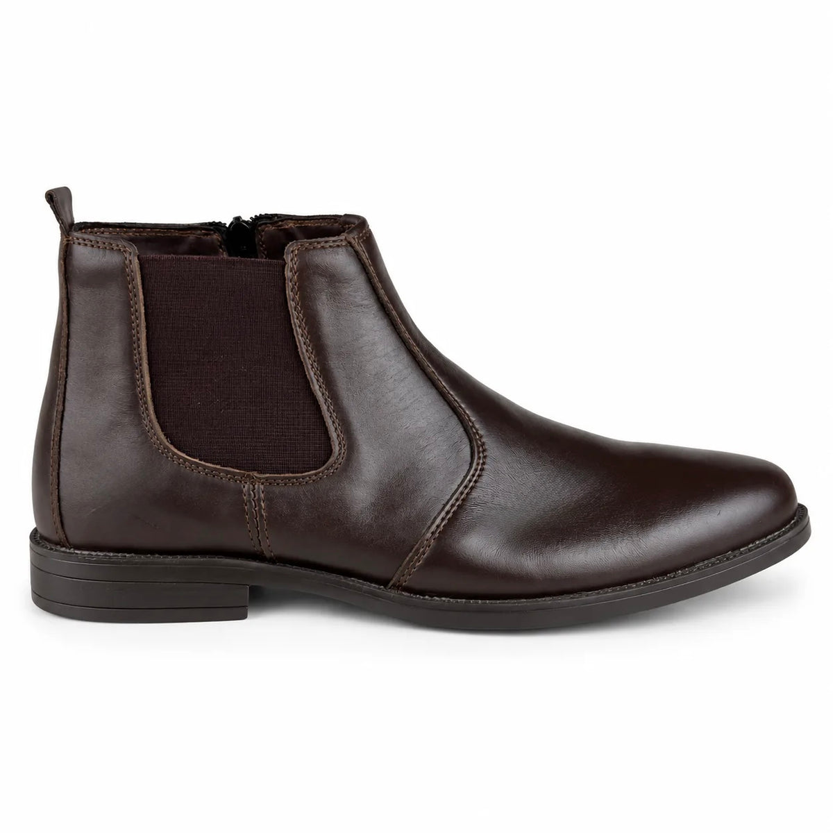 ZIPPER LEATHER CHELSEA - BROWN