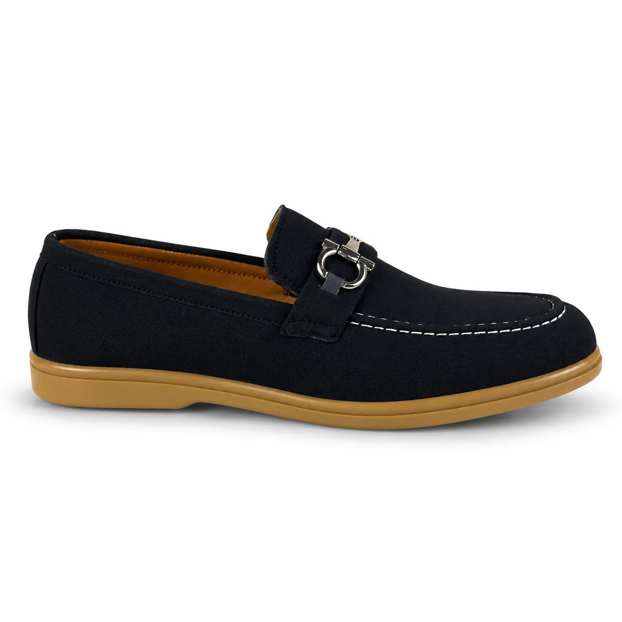 SUEDE MEDICATED BUCKLE LOAFER - BLACK