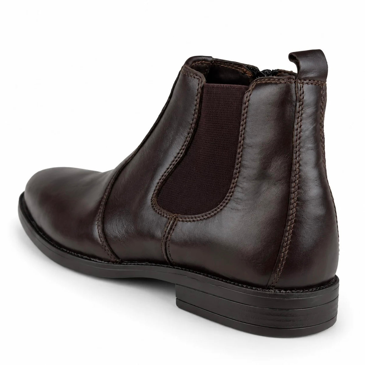 ZIPPER LEATHER CHELSEA - BROWN