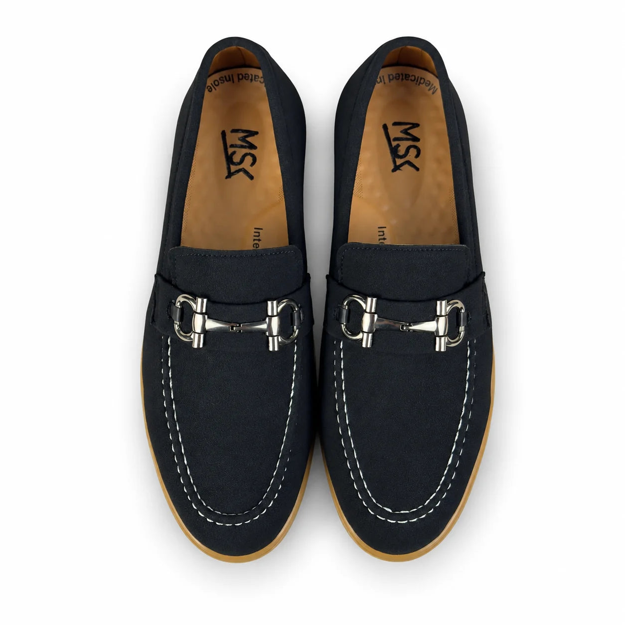 SUEDE MEDICATED BUCKLE LOAFER - BLACK