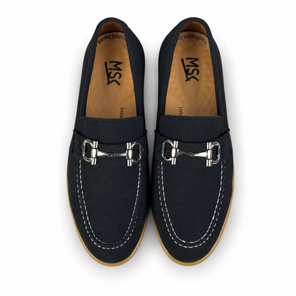 SUEDE MEDICATED BUCKLE LOAFER - BLACK