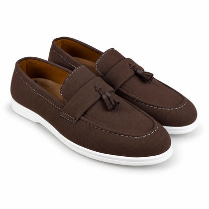 BROWN SUEDE TESSEL MEDICATED LOAFER