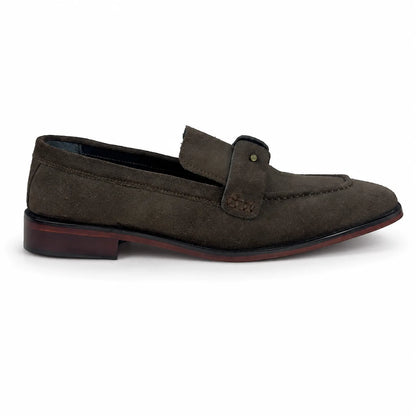 ITALIAN TOE SUEDE LEATHER LOAFER - COFFEE BROWN