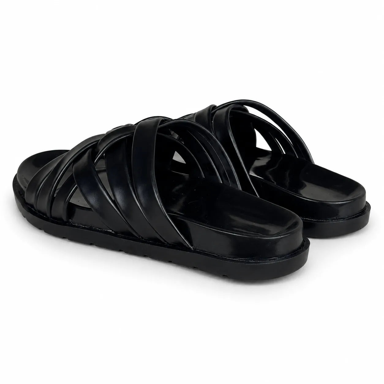 BRAIDE LEATHER SLIPPER - BLACK