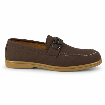 SUEDE MEDICATED BUCKLE LOAFER - BROWN