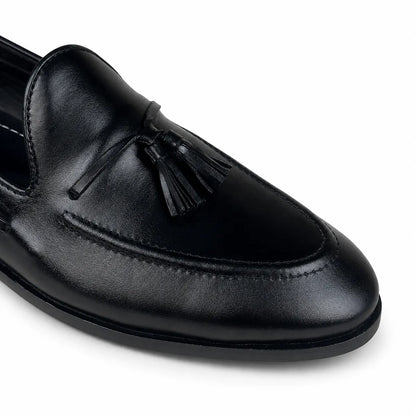 ITALIAN TESSEL LEATHER LOAFER - BLACK