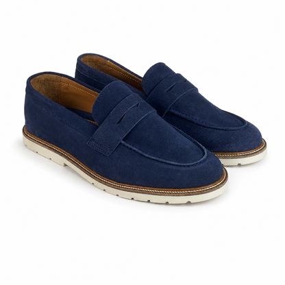 BLUE SUEDE GENUINE LEATHER LOAFER