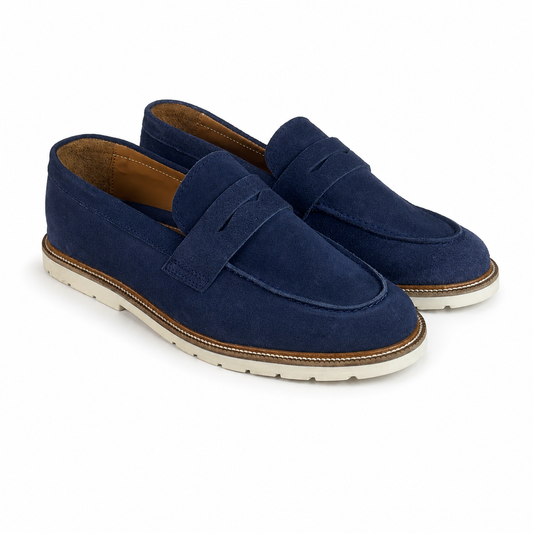 BLUE SUEDE GENUINE LEATHER LOAFER