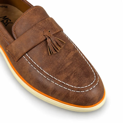 BROWN TESSEL MEDICATED LOAFER