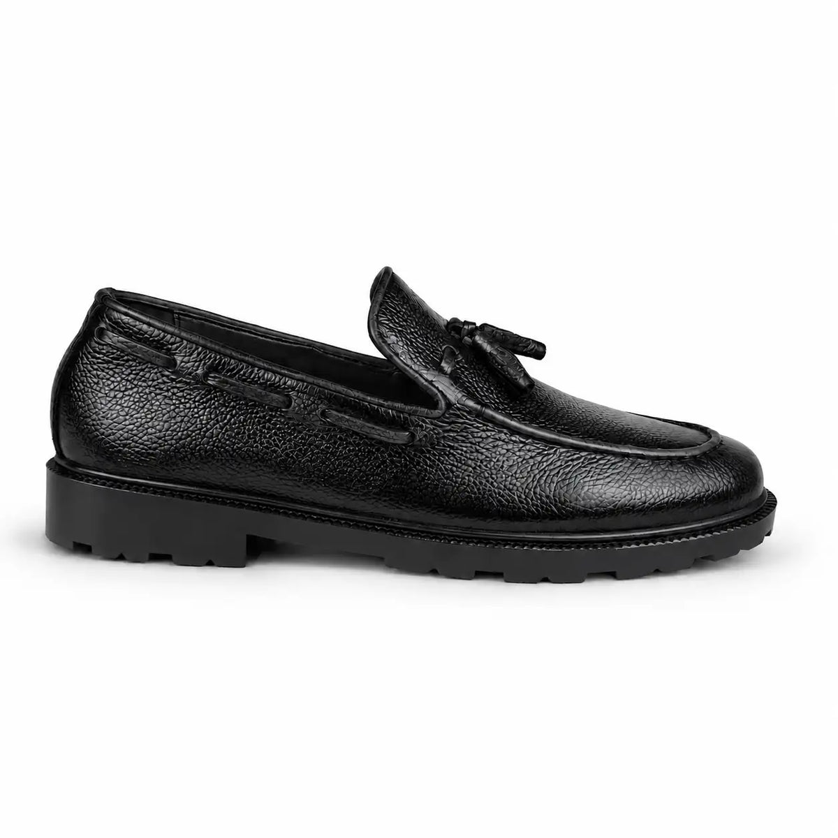LEATHER CHUNKY LOAFER - BLACK
