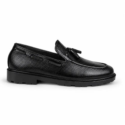 LEATHER CHUNKY LOAFER - BLACK
