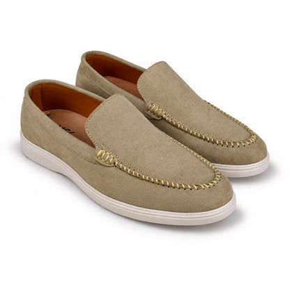 AMARA SUEDE MEDICATED LOAFER - STONE BEIGE