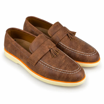 BROWN TESSEL MEDICATED LOAFER
