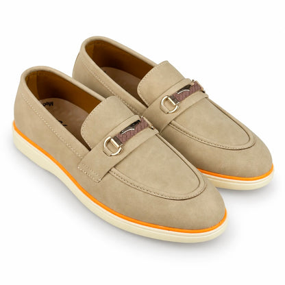 CREAM NUBUCK SUEDE MEDICATED LOAFER