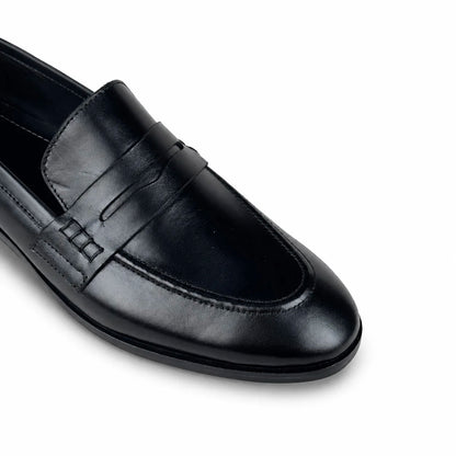 PENNY LEATHER LOAFER - BLACK