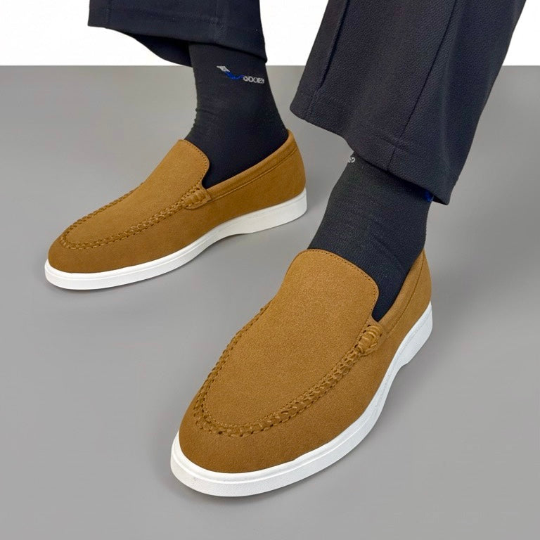 CAMEL BROWN SUEDE MEDICATED LOAFER