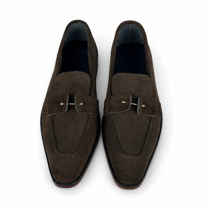 ITALIAN TOE SUEDE LEATHER LOAFER - COFFEE BROWN