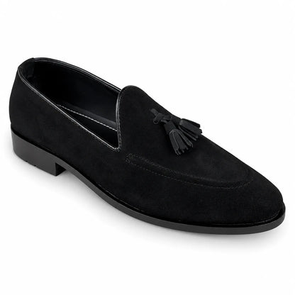 SUEDE LEATHER TESSEL LOAFER - BLACK