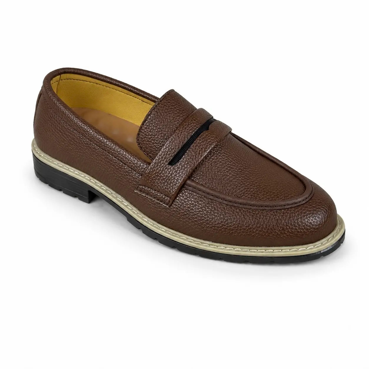 BROWN MILLED MEDICATED FORMAL LOAFER