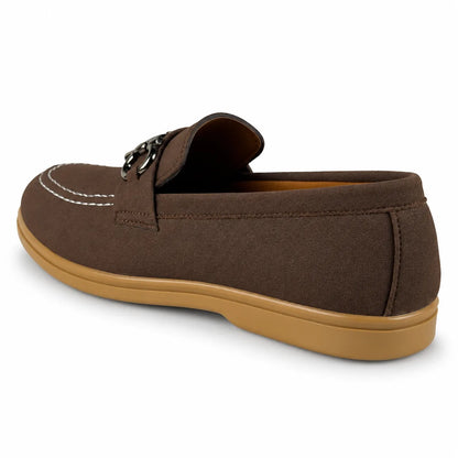 SUEDE MEDICATED BUCKLE LOAFER - BROWN