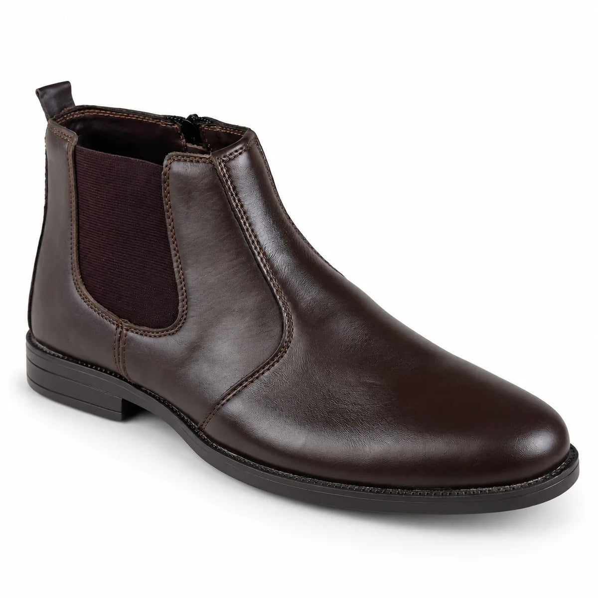 ZIPPER LEATHER CHELSEA - BROWN