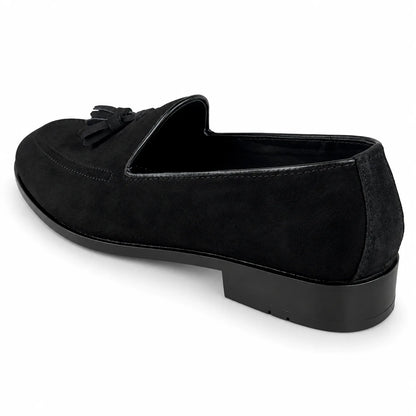SUEDE LEATHER TESSEL LOAFER - BLACK