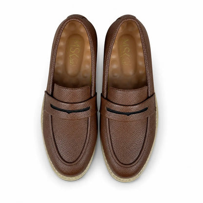 BROWN MILLED MEDICATED FORMAL LOAFER