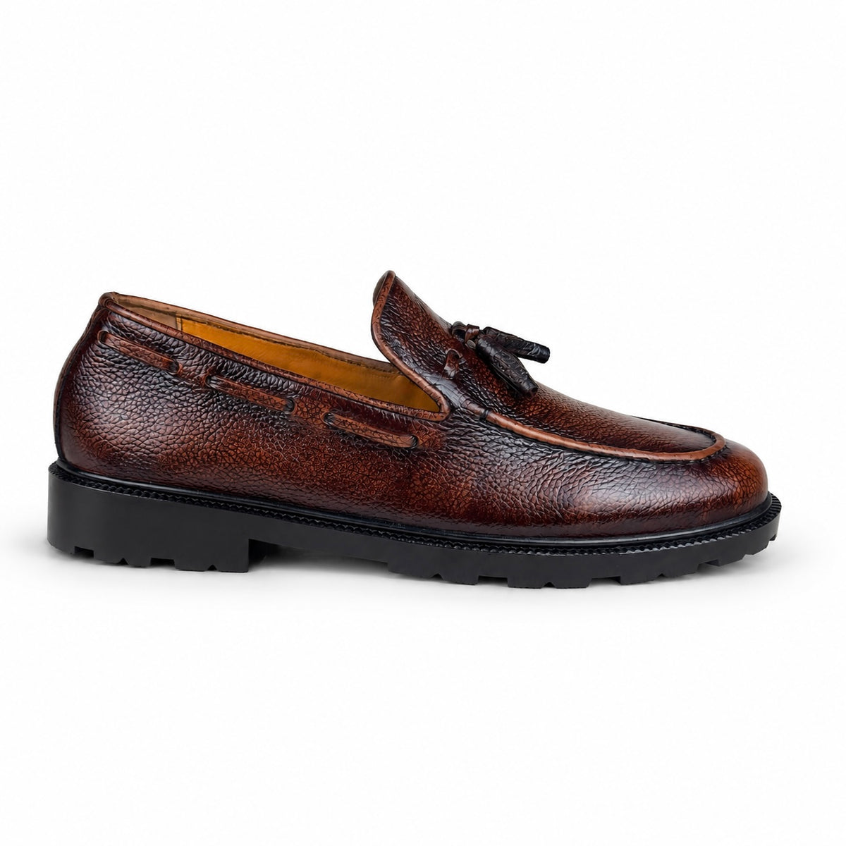 LEATHER CHUNKY LOAFER - BROWN