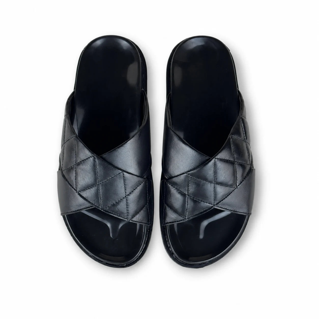 BLACK LEATHER X SLIPPER