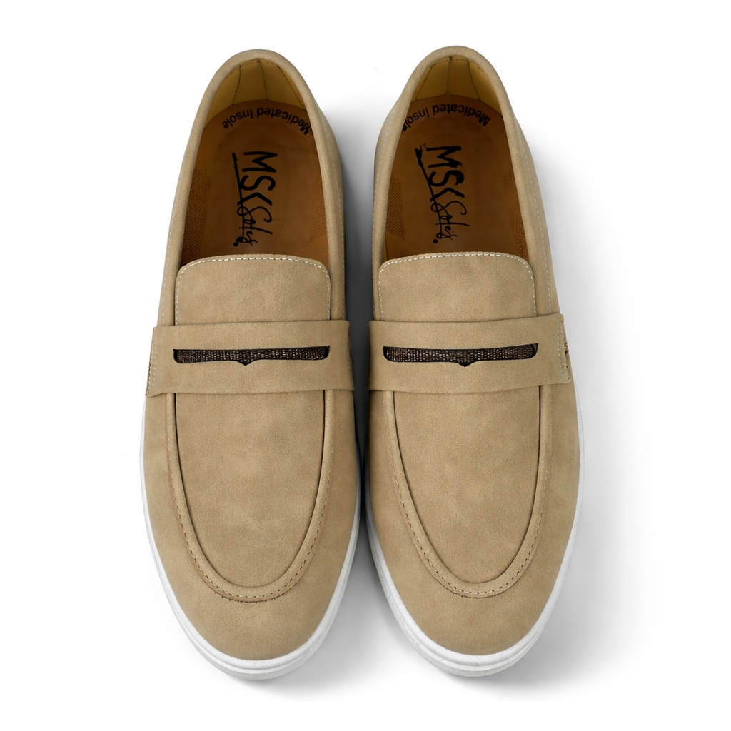 CREAM NUBUCK SUEDE MEDICATED LOAFER