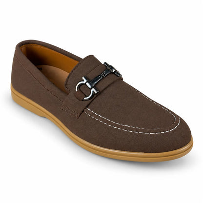 SUEDE MEDICATED BUCKLE LOAFER - BROWN