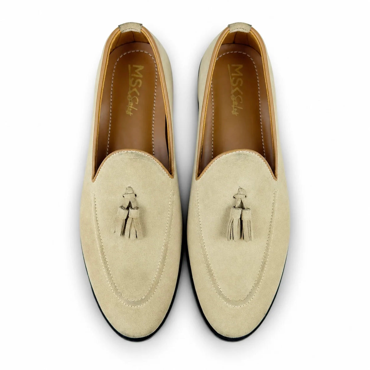 SUEDE LEATHER TESSEL LOAFER - CREAM BEIGE