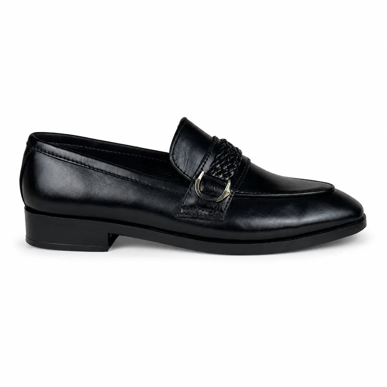 WOVEN BIT LEATHER LOAFER - BLACK