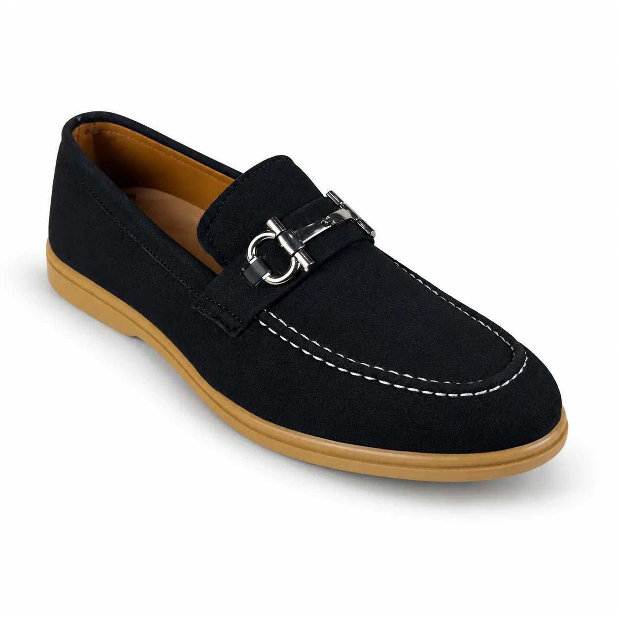 SUEDE MEDICATED BUCKLE LOAFER - BLACK
