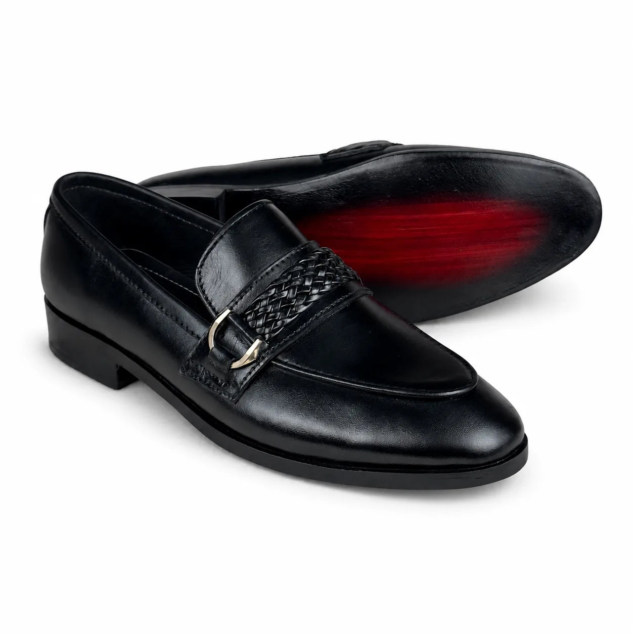 WOVEN BIT LEATHER LOAFER - BLACK