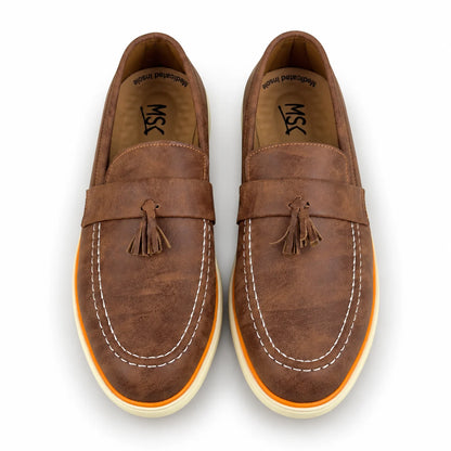 BROWN TESSEL MEDICATED LOAFER