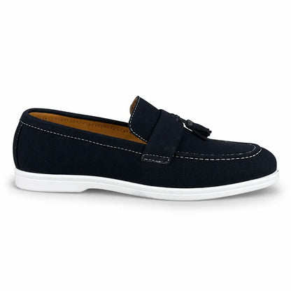 SUEDE TESSEL MEDICATED LOAFER - BLACK
