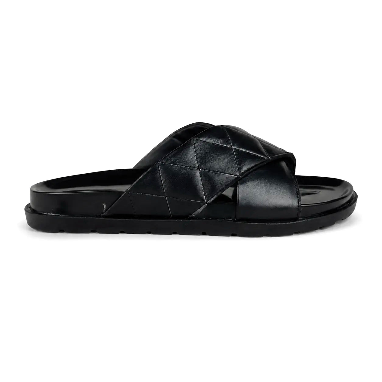 BLACK LEATHER X SLIPPER