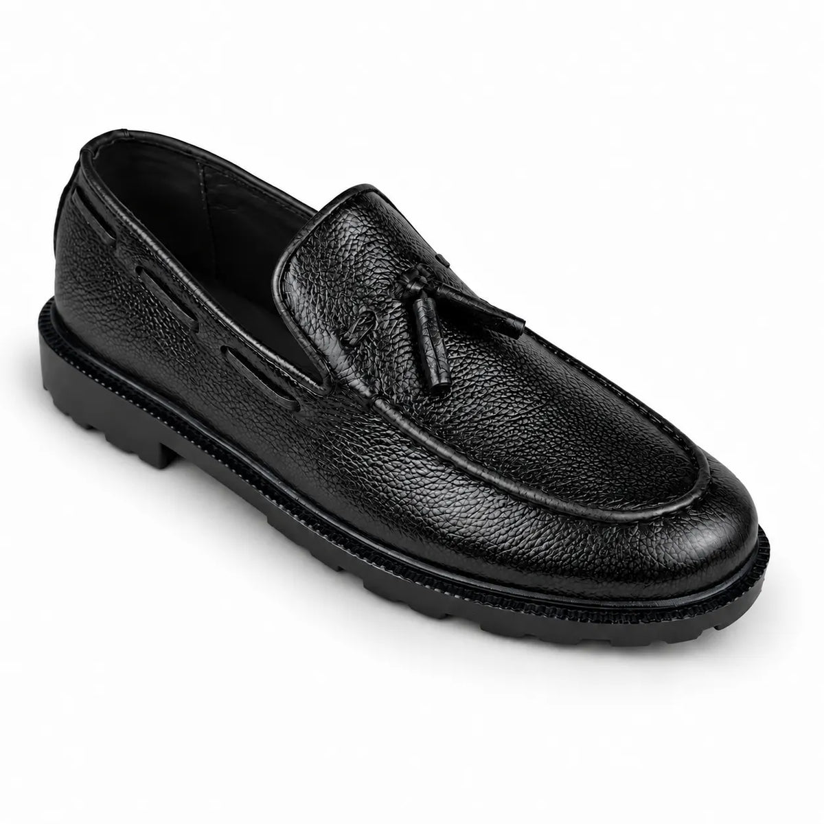 LEATHER CHUNKY LOAFER - BLACK
