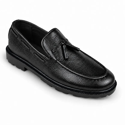 LEATHER CHUNKY LOAFER - BLACK