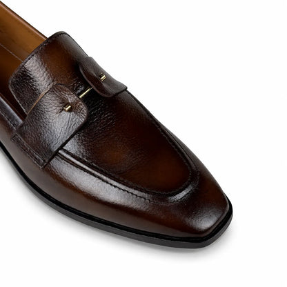 ITALIAN TOE LEATHER LOAFER - BROWN