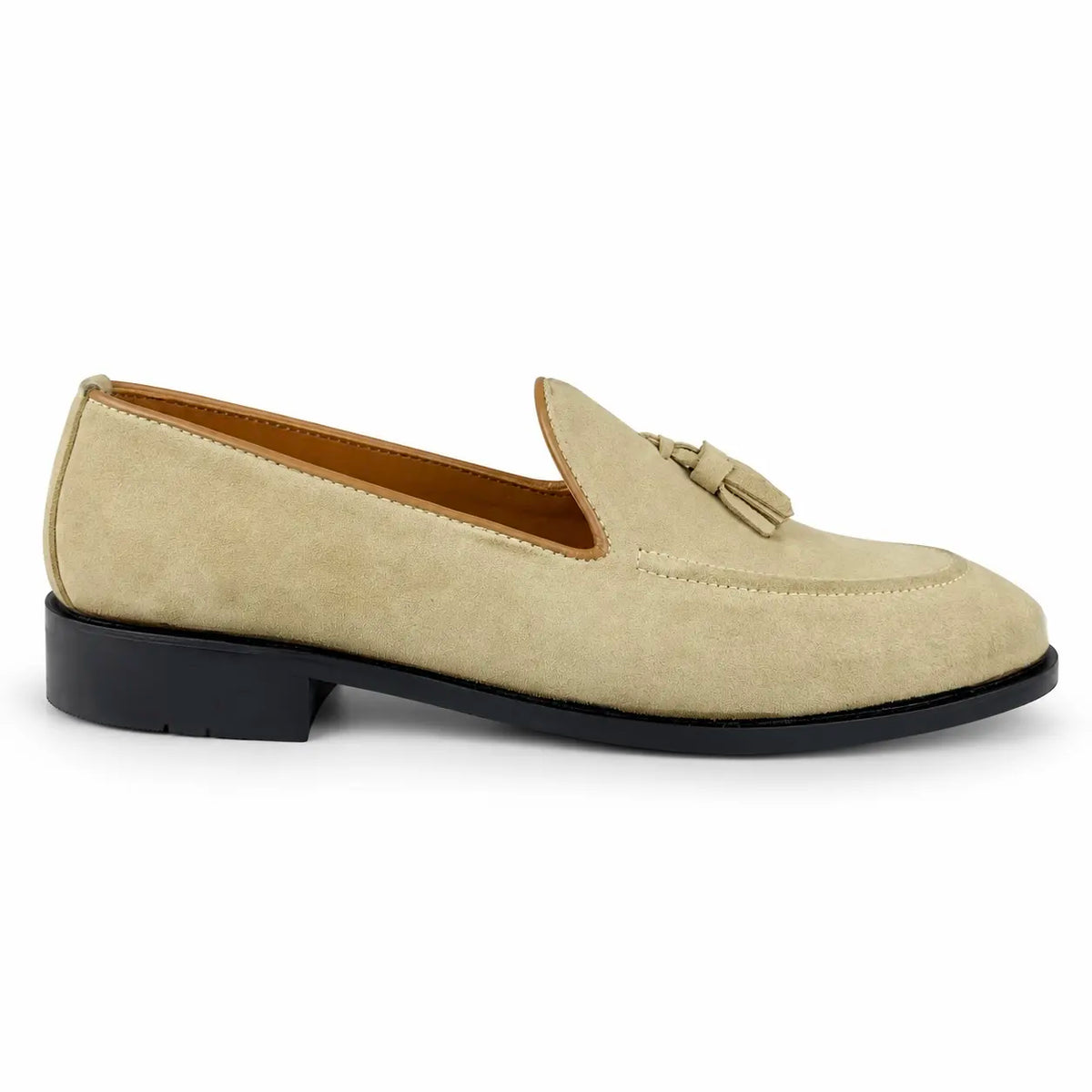 SUEDE LEATHER TESSEL LOAFER - CREAM BEIGE