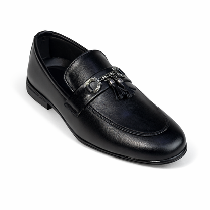 TEXTURE BLACK TASSEL LOAFER
