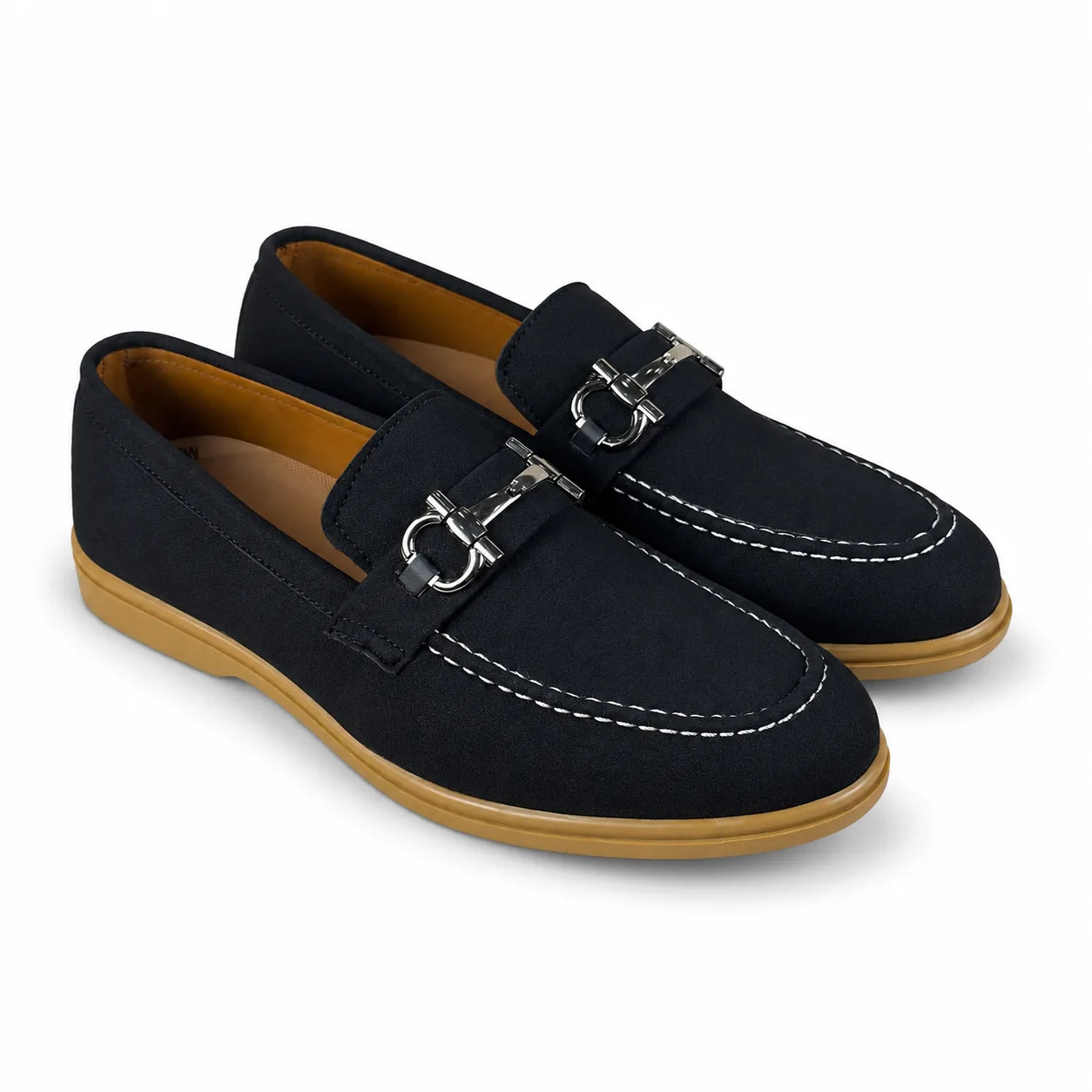 SUEDE MEDICATED BUCKLE LOAFER - BLACK