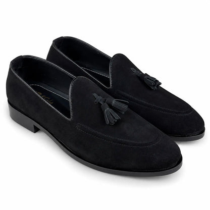 SUEDE LEATHER TESSEL LOAFER - BLACK