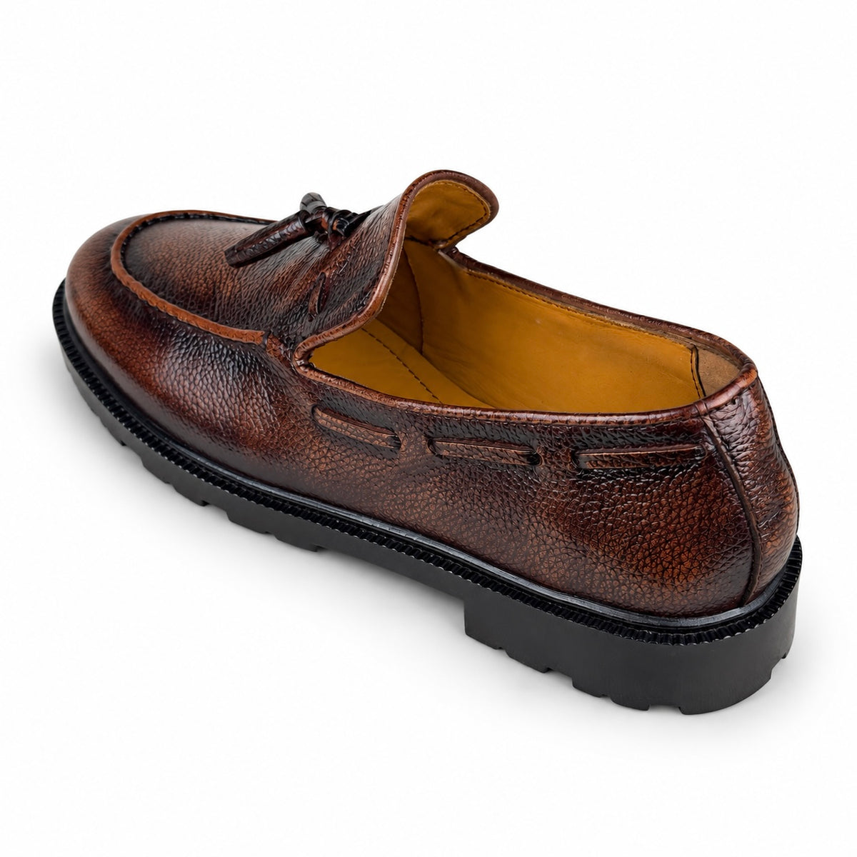 LEATHER CHUNKY LOAFER - BROWN