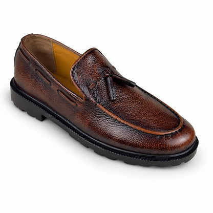 LEATHER CHUNKY LOAFER - BROWN